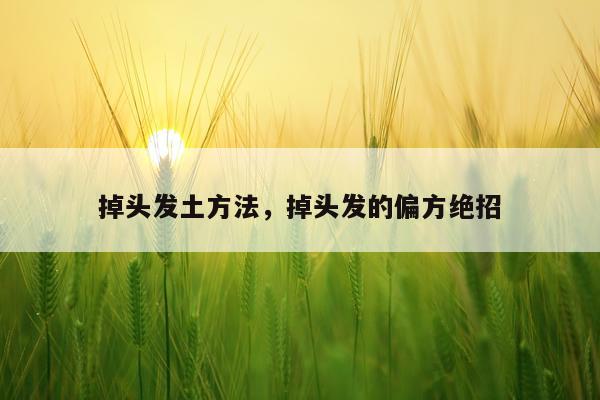 掉头发土方法，掉头发的偏方绝招