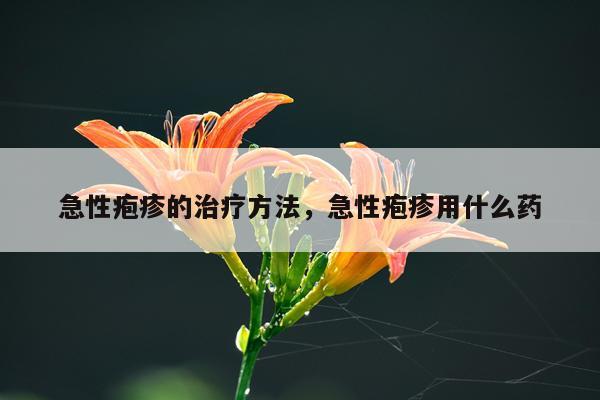急性疱疹的治疗方法，急性疱疹用什么药