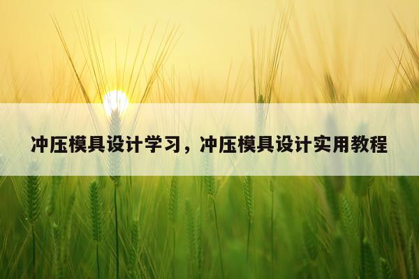 冲压模具设计学习，冲压模具设计实用教程