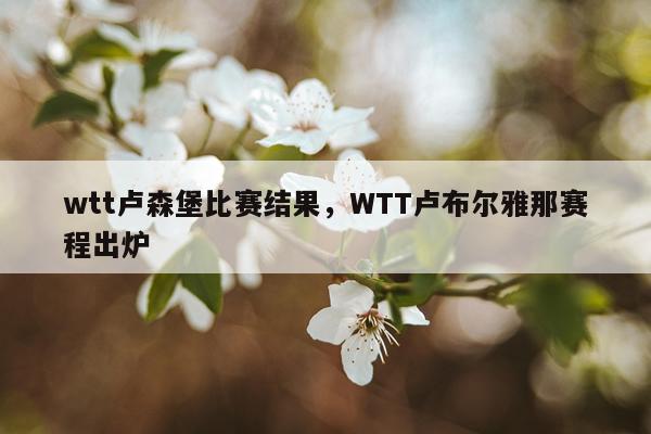 wtt卢森堡比赛结果，WTT卢布尔雅那赛程出炉