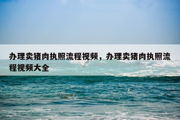 办理卖猪肉执照流程视频，办理卖猪肉执照流程视频大全