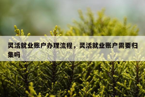 灵活就业账户办理流程，灵活就业账户需要归集吗