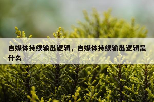 自媒体持续输出逻辑，自媒体持续输出逻辑是什么
