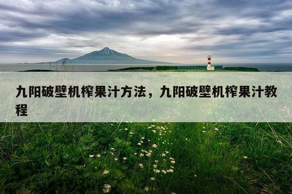 九阳破壁机榨果汁方法，九阳破壁机榨果汁教程