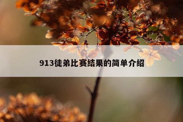 913徒弟比赛结果的简单介绍