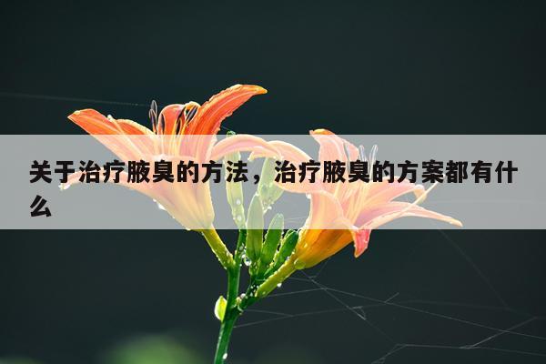 关于治疗腋臭的方法，治疗腋臭的方案都有什么