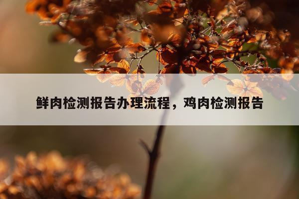 鲜肉检测报告办理流程，鸡肉检测报告