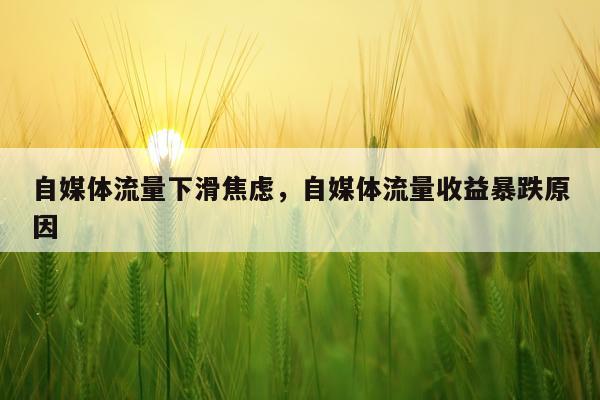 自媒体流量下滑焦虑，自媒体流量收益暴跌原因