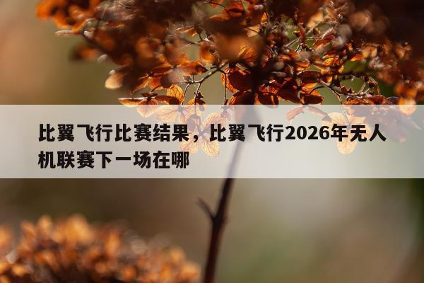 比翼飞行比赛结果，比翼飞行2026年无人机联赛下一场在哪