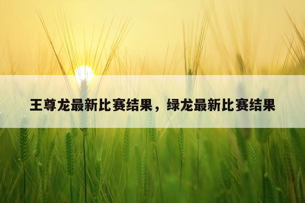 王尊龙最新比赛结果，绿龙最新比赛结果