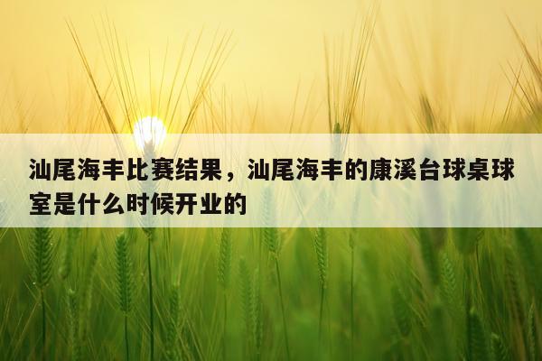 汕尾海丰比赛结果，汕尾海丰的康溪台球桌球室是什么时候开业的