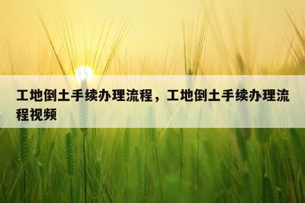 工地倒土手续办理流程，工地倒土手续办理流程视频