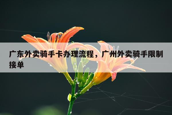 广东外卖骑手卡办理流程，广州外卖骑手限制接单