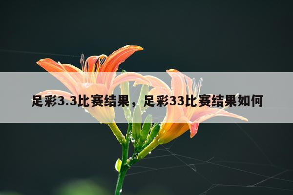 足彩3.3比赛结果，足彩33比赛结果如何
